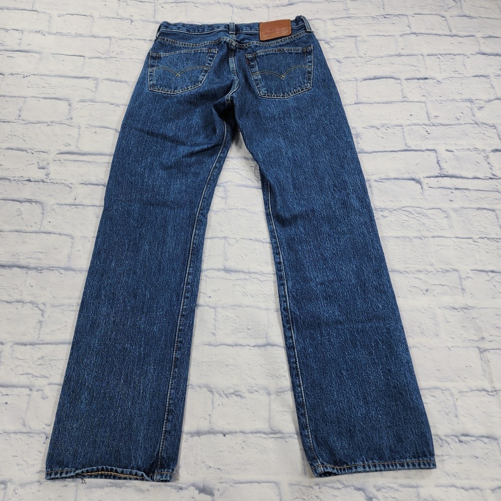 Levis 501 Premium MENS 30X32 Big E Jeans Blue Denim Straight Button Fly - Picture 6 of 13